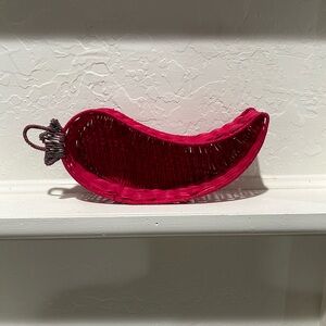 Vintage Red Hot Chili Pepper Wicker Rattan Basket